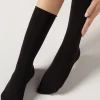 Calze a 3/4 in Cotone Rasato da Donna