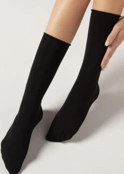 Calze a 3/4 in Cotone Rasato da Donna