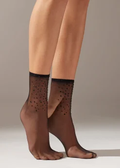 Calze Corte Velate con Strass