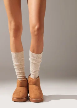 Calze Lunghe a Costine con Lana e Cashmere da Donna