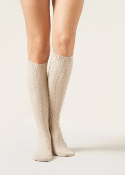 Calze Lunghe con Cashmere a Trecce