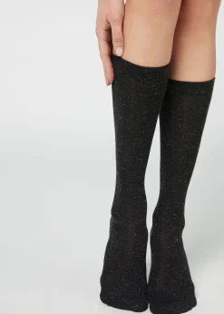 Calze Lunghe con Cashmere e Glitter da Donna