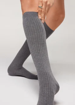 Calze Lunghe con Cashmere a Coste