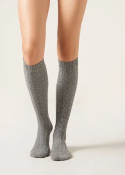 Calze Lunghe con Cashmere a Trecce