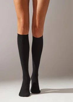 Calze Lunghe con Cashmere a Coste