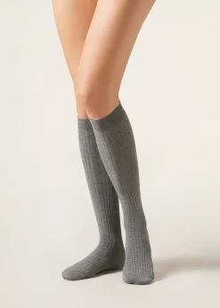 Calze Lunghe con Cashmere a Coste