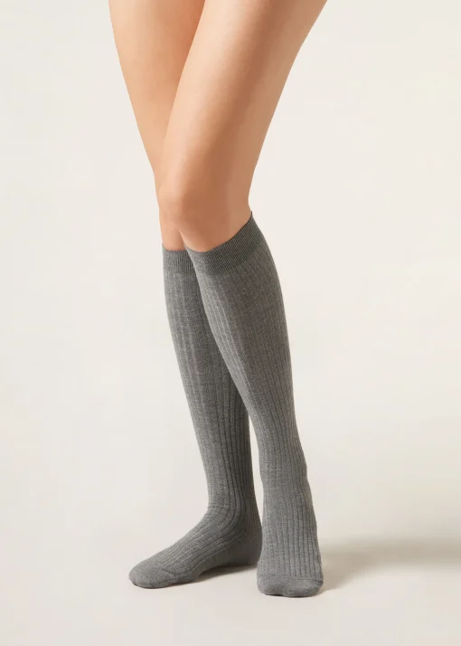 Calze Lunghe con Cashmere a Coste