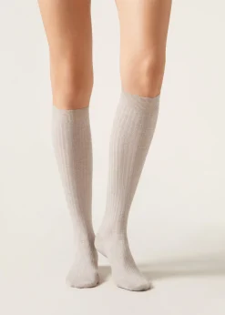 Calze Lunghe con Cashmere a Coste