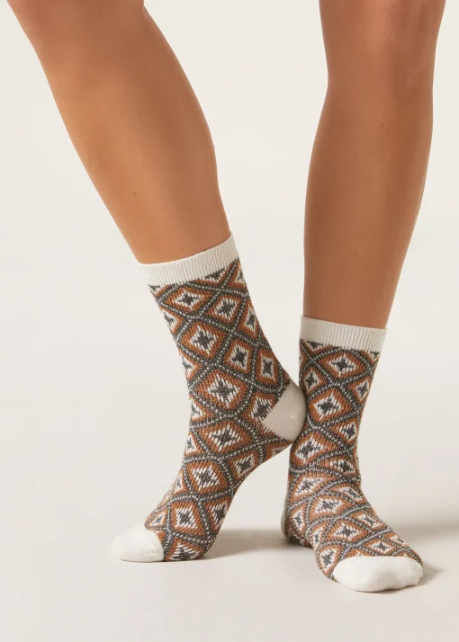 Calzini con Cashmere a Rombi