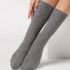 Calzini Corti a Coste con Lana e Cashmere
