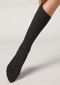 Calzini Corti a Coste con Lana e Cashmere