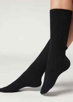 Calzini Corti a Coste con Lana e Cashmere