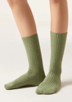 Calzini Corti a Coste con Lana e Cashmere