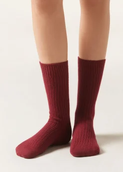 Calzini Corti a Coste con Lana e Cashmere