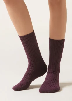 Calzini Corti a Coste con Lana e Cashmere