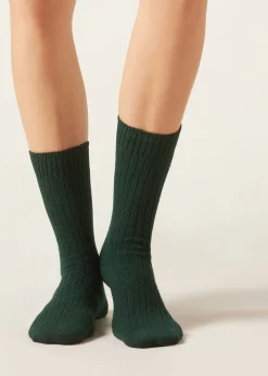 Calzini Corti a Coste con Lana e Cashmere