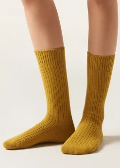 Calzini Corti a Coste con Lana e Cashmere