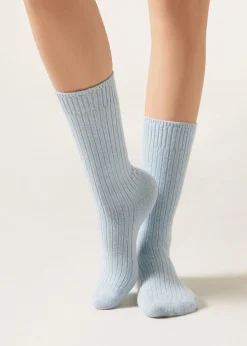 Calzini Corti a Coste con Lana e Cashmere