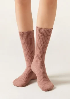 Calzini Corti a Coste con Lana e Cashmere