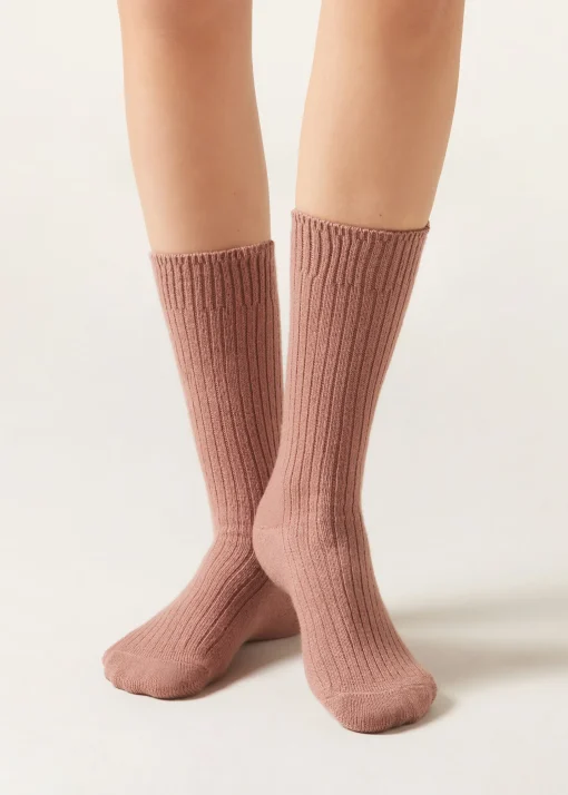 Calzini Corti a Coste con Lana e Cashmere