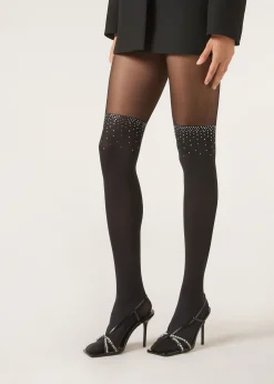 Collant 70 Denari Effetto Parigina con Strass