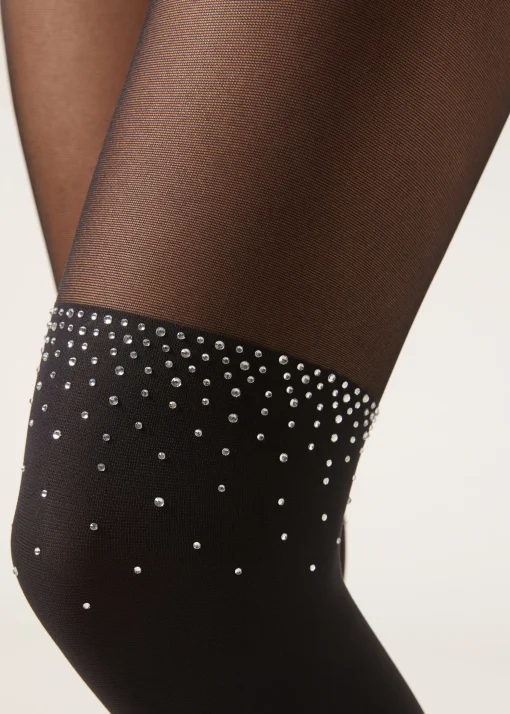 Collant 70 Denari Effetto Parigina con Strass