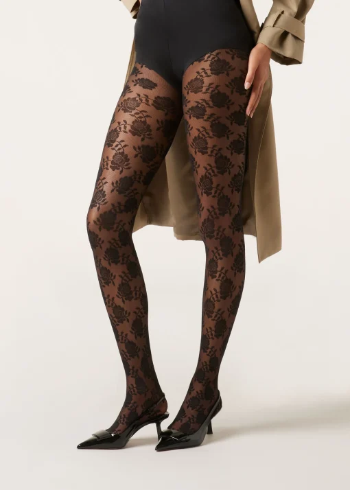Collant 40 Denari in Tulle con Rose