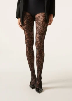 Collant 40 Denari in Tulle Pizzo Floreale