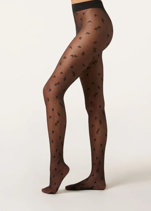 Collant 40 Denari in Tulle Roselline