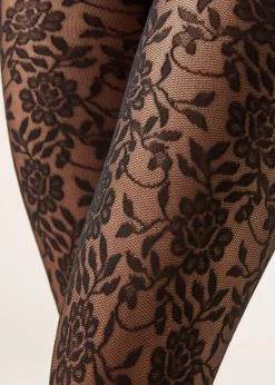 Collant 40 Denari in Tulle Pizzo Floreale