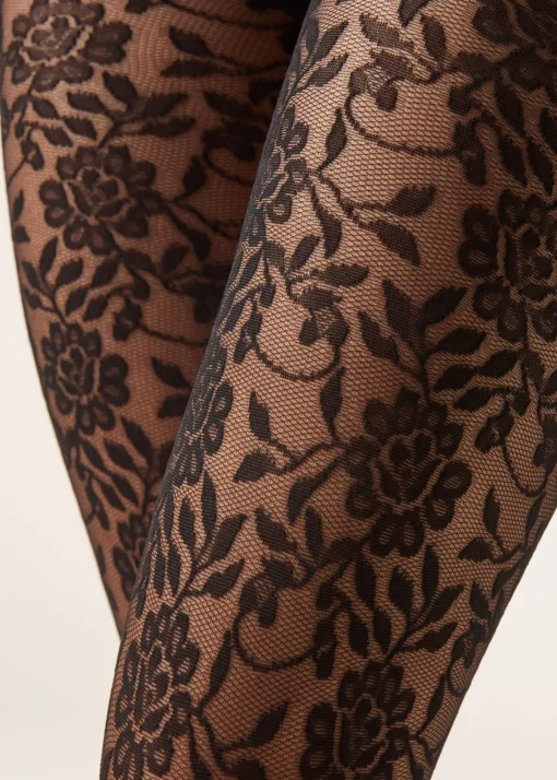 Collant 40 Denari in Tulle Pizzo Floreale