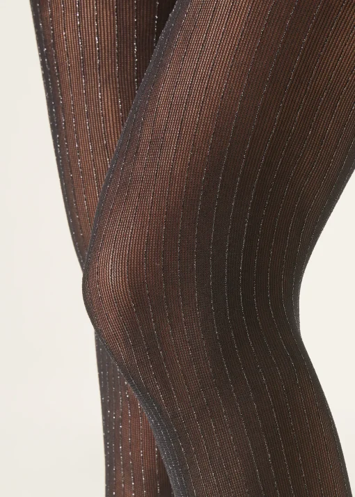 Collant 40 Denari Microrete a Righe Gessato