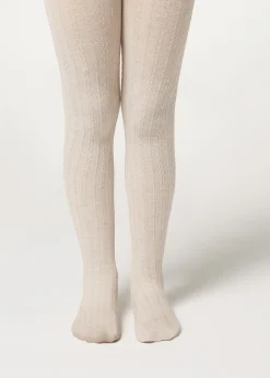 Collant Cashmere con Trecce Bambina
