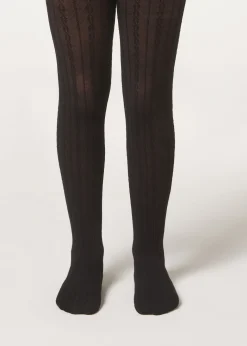 Collant Cashmere con Trecce Bambina