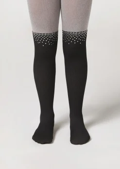 Collant Effetto Parigina con Strass Bambina
