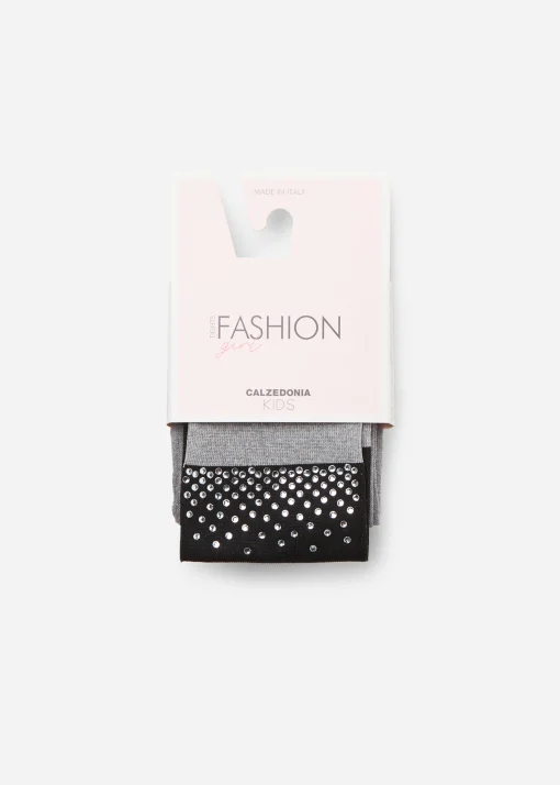 Collant Effetto Parigina con Strass Bambina