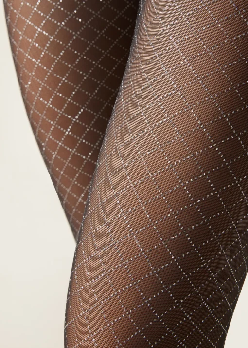 Collant Glitter in Tulle a Rombi