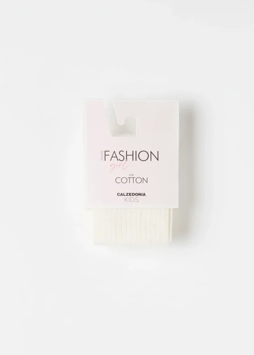 Collant in Cotone a Costine da Bambina