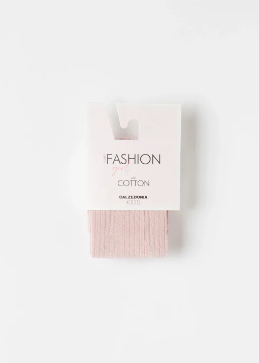 Collant in Cotone a Costine da Bambina
