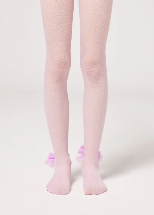 Collant in Tulle 30 Denari con Fiocco da Bambina