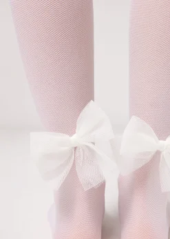 Collant in Tulle 30 Denari con Fiocco da Bambina
