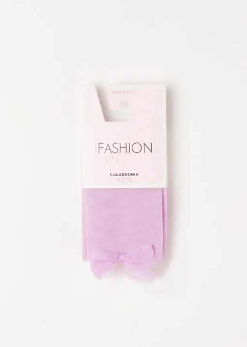 Collant in Tulle 30 Denari con Fiocco da Bambina