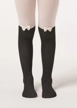 Collant Longuette con Fiocco Strass da Bambina