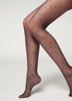Collant velato a pois