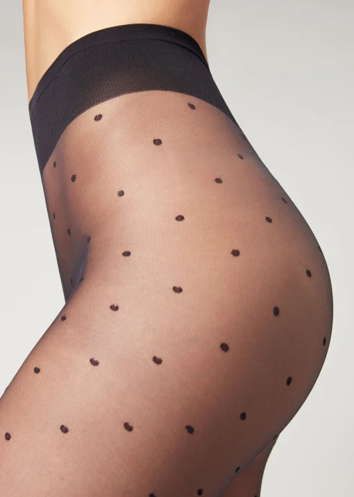 Collant velato a pois