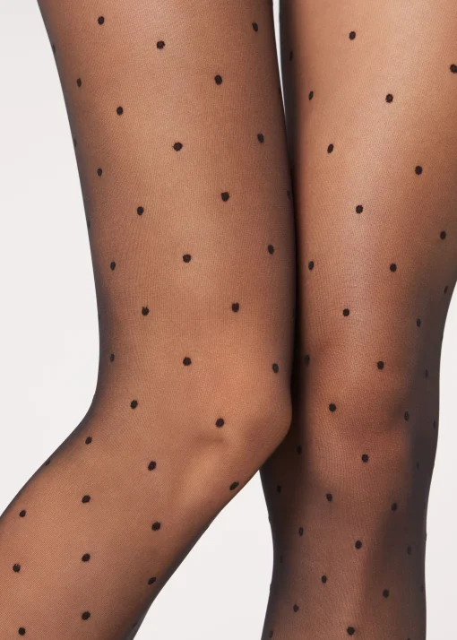 Collant velato a pois
