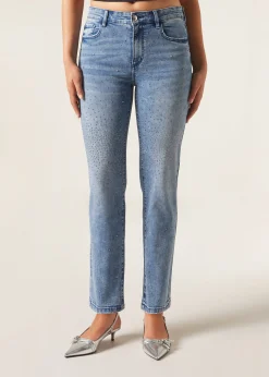 Jeans con Strass Elasticizzati
