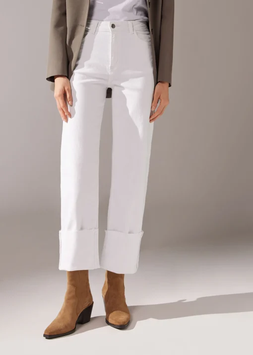 Jeans Culotte con Risvolto