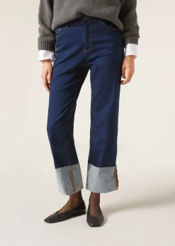 Jeans Culotte con Risvolto