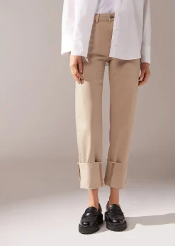Jeans Culotte con Risvolto